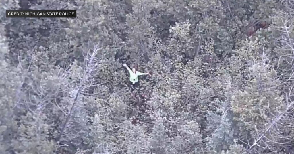 Woman lost in Michigan woods during YouTube challenge found with help from police helicopter camera